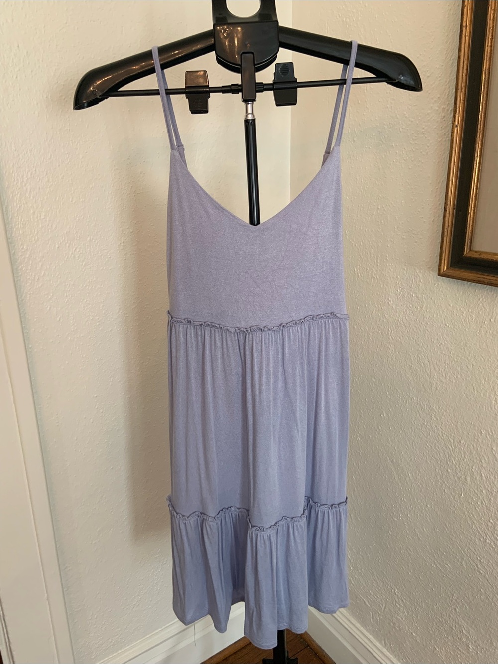 Pink Rose Blue Spaghetti Strap Tiered Summer Dress Women